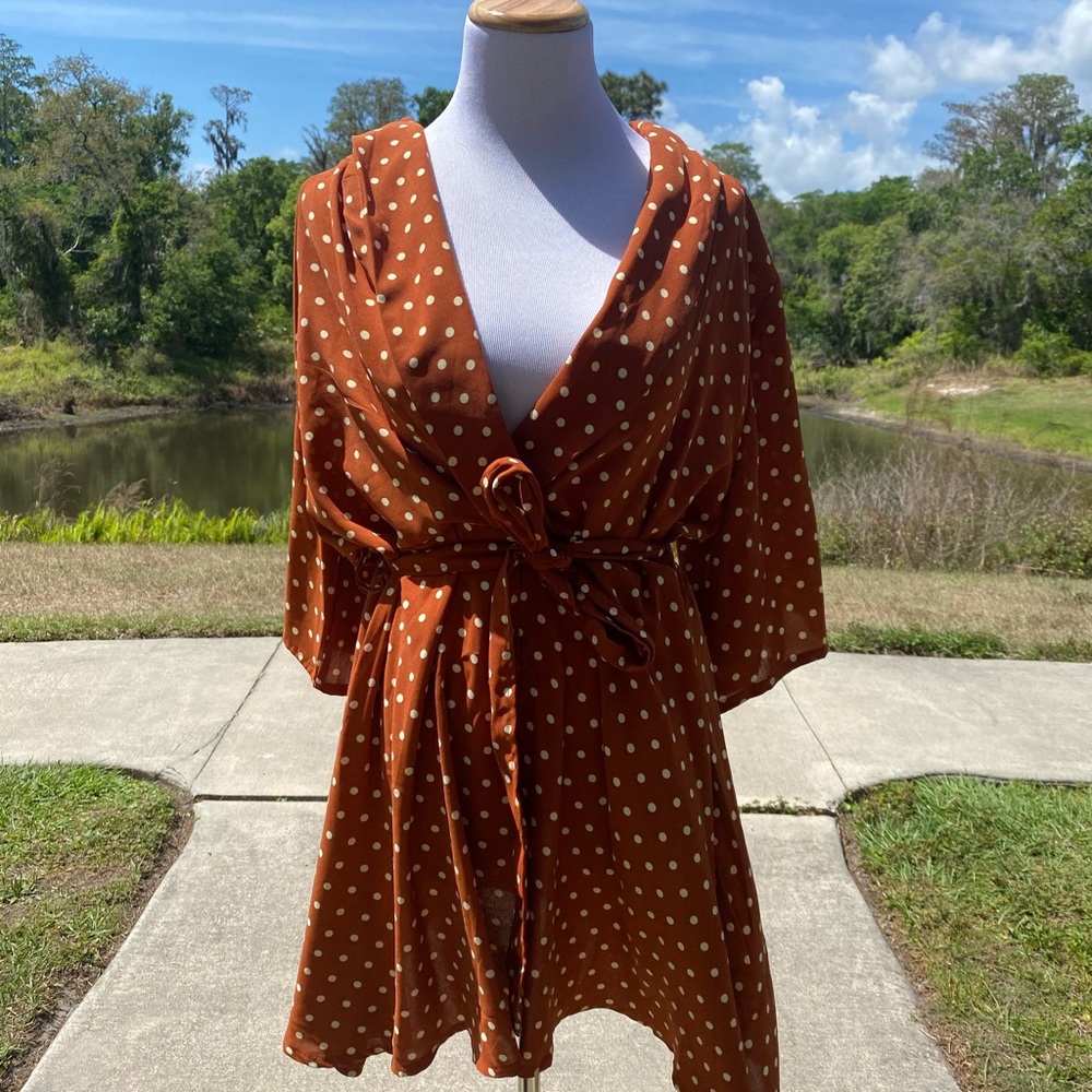 Polka Dot Front Tie Dress